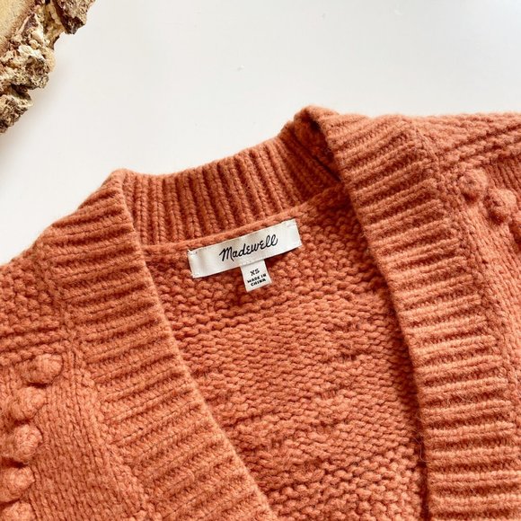 • Madewell Burnt Orange Popcorn Cardigan Sweater • - Picture 3 of 8